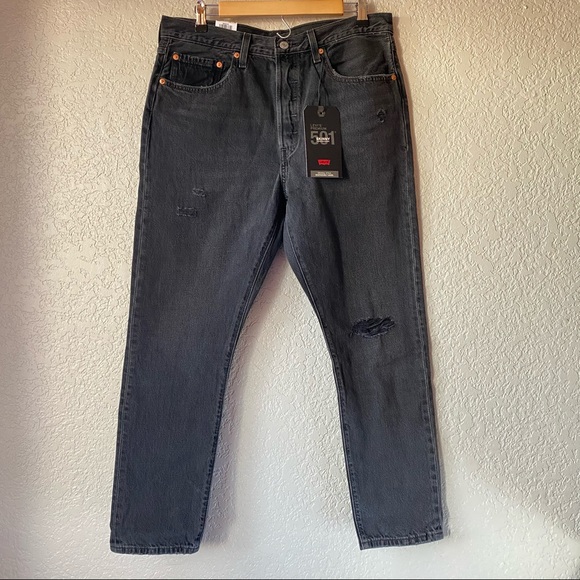 NWT Levi’s 501 Skinny Jeans Black Distressed - Picture 2 of 12